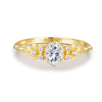 Elegant Trädblad Guldpläterad Ring